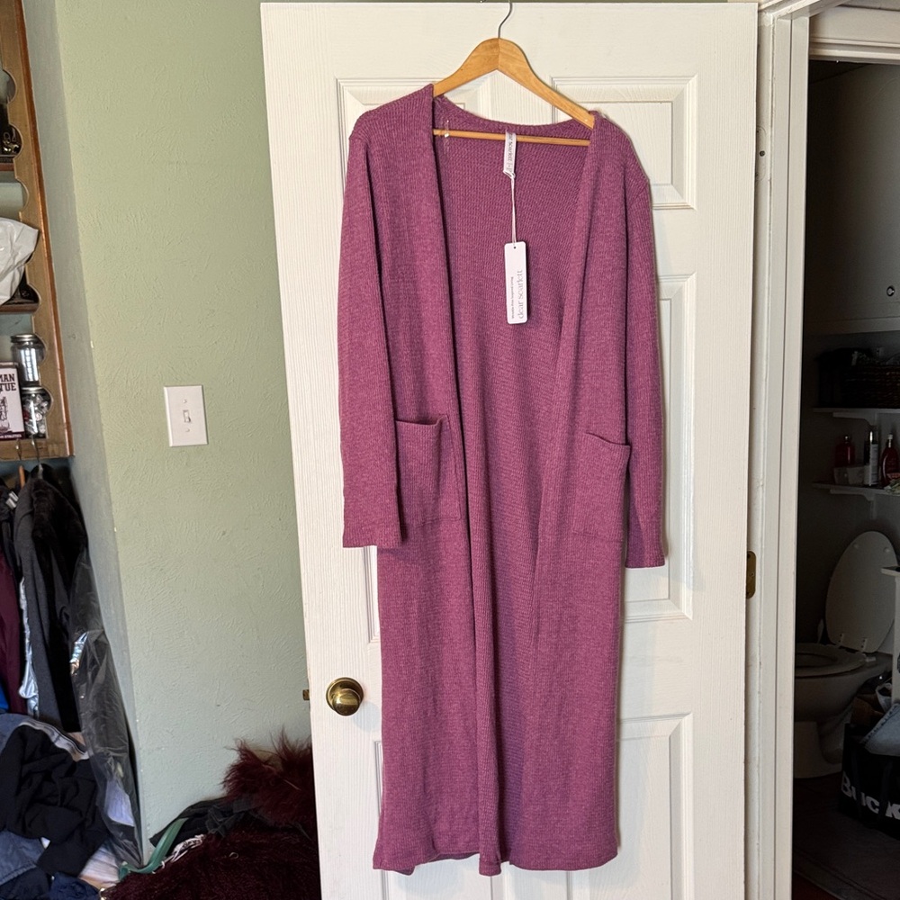 Dear Scarlett Long Sleeve Plum sweater jacket